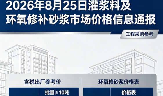 沙田镇2026年8月25日灌浆料及环氧修补砂浆市场价格信息通报